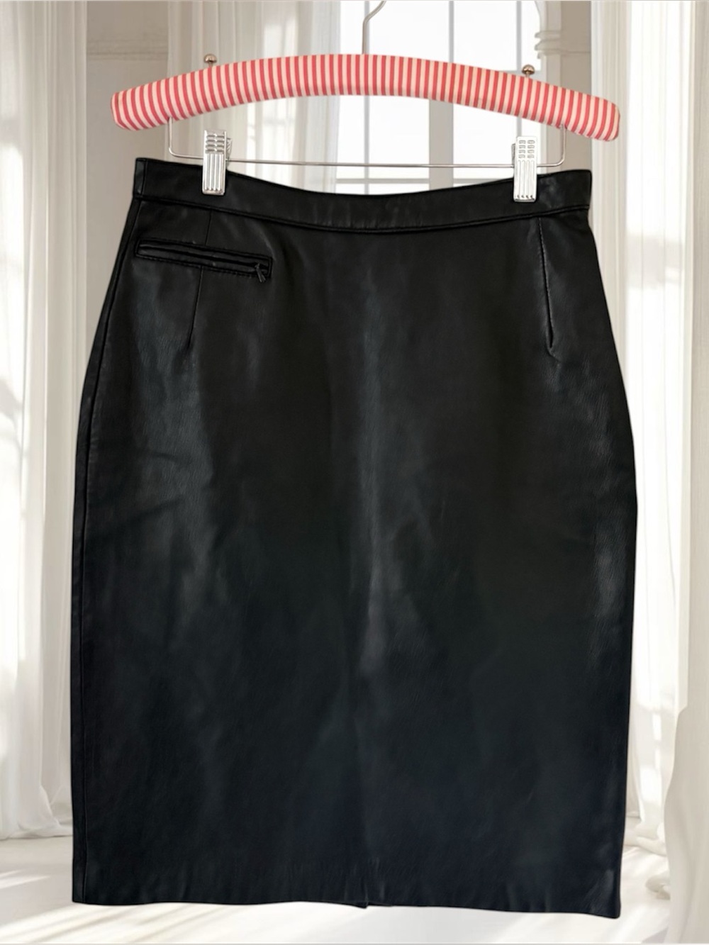 VTG Rem Garson Black Leather Pencil Skirt Size S/6